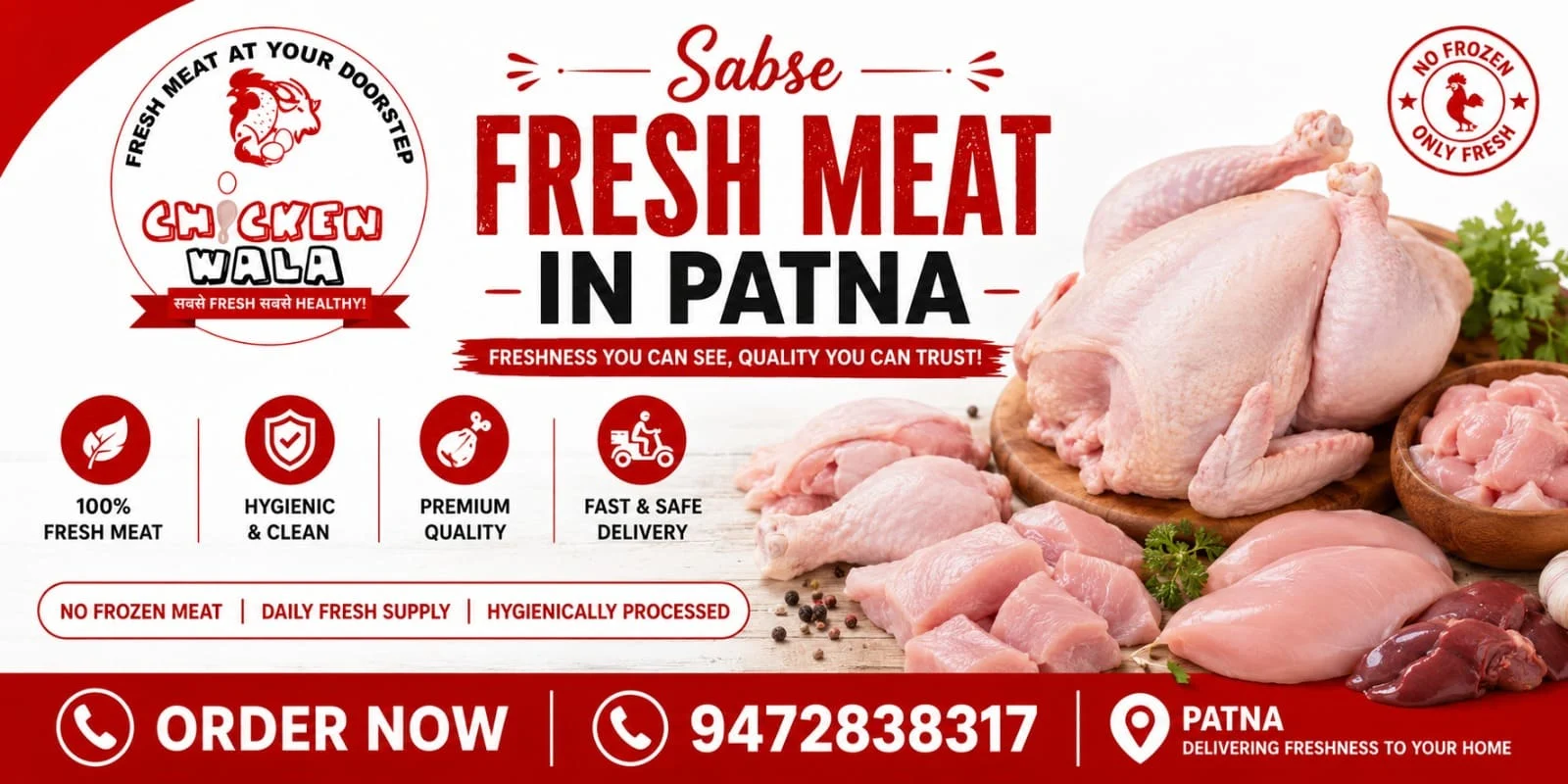 Fresh meat delivery in Patna | chickenwala patna